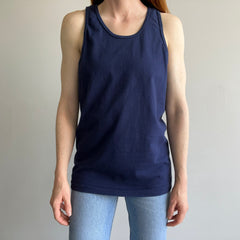 1980s Blank Navy Cotton Tank Top by FOTL