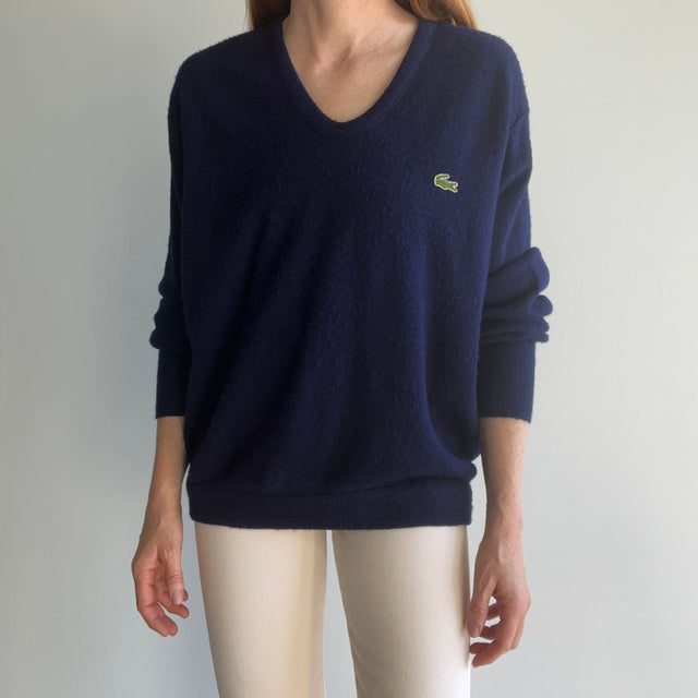 1970s Navy Izod Lacoste V-Neck Sweater