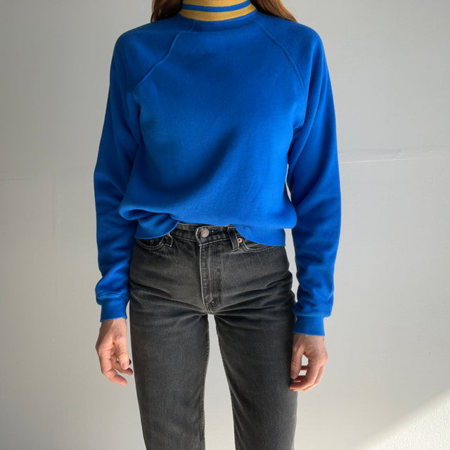 1970s Mock Neck Super Soft Tailored Backside Acrylic Sweatshirt