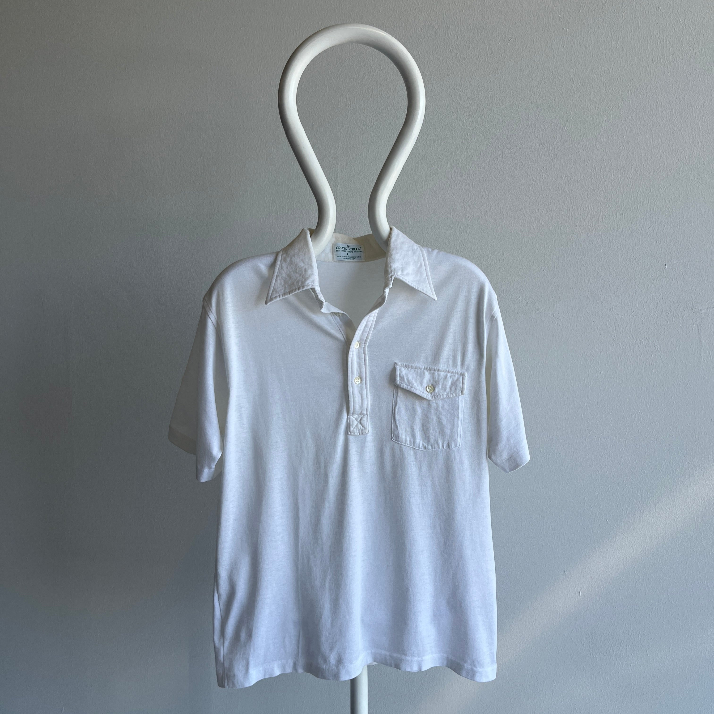 1980s Blank White Golf Style Polo Shirt