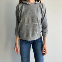 1970s Small Shredded and Stained Blank Gray Hoodie