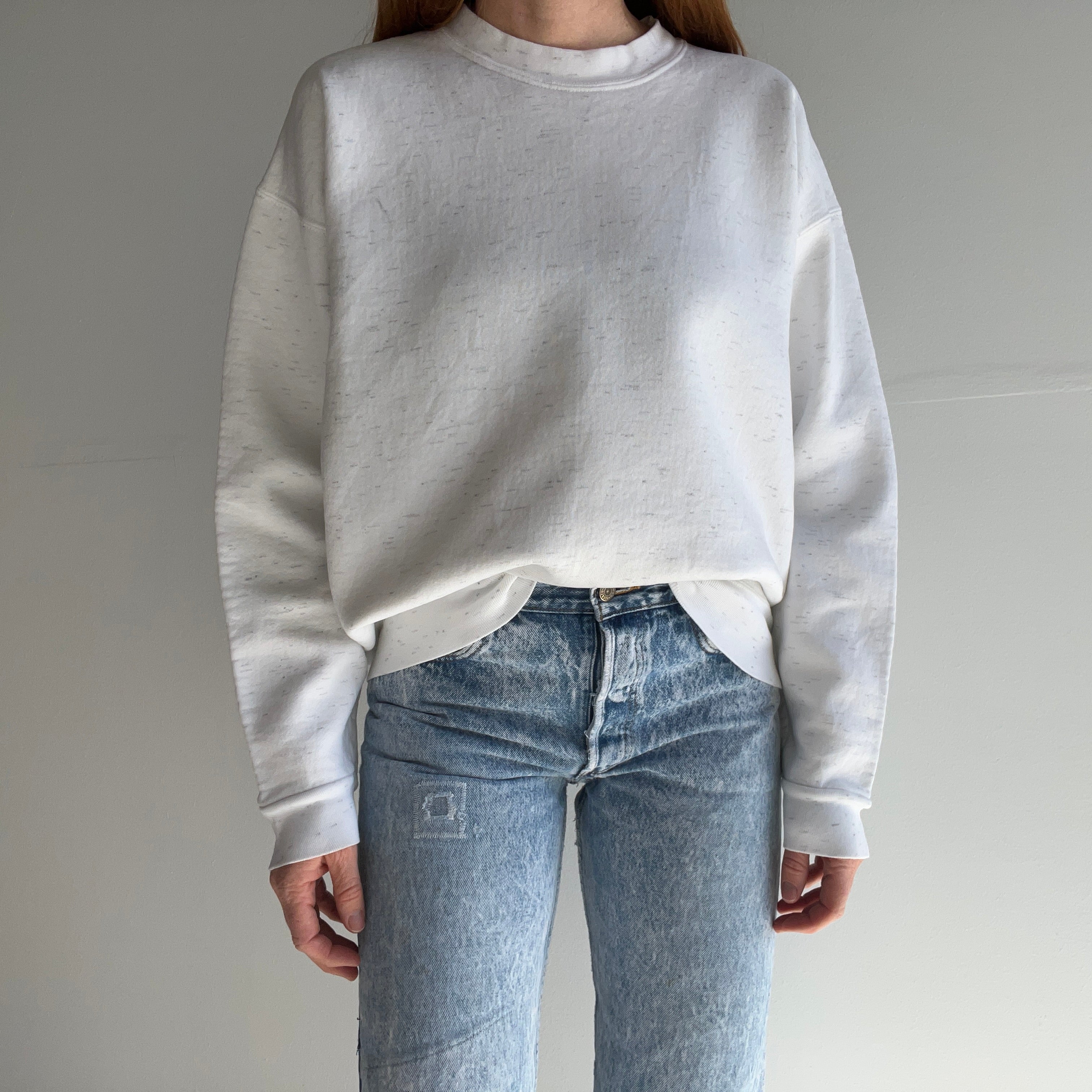 1990s Medium Weight Blank Barely Heather Gray Sweatshirt