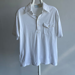 1980s Blank White Golf Style Polo Shirt