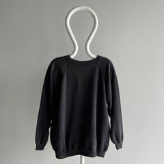 1980s Soft, Slouchy, Luxurious, Stained (but cool) Faded Black/Gray Sweatshirt