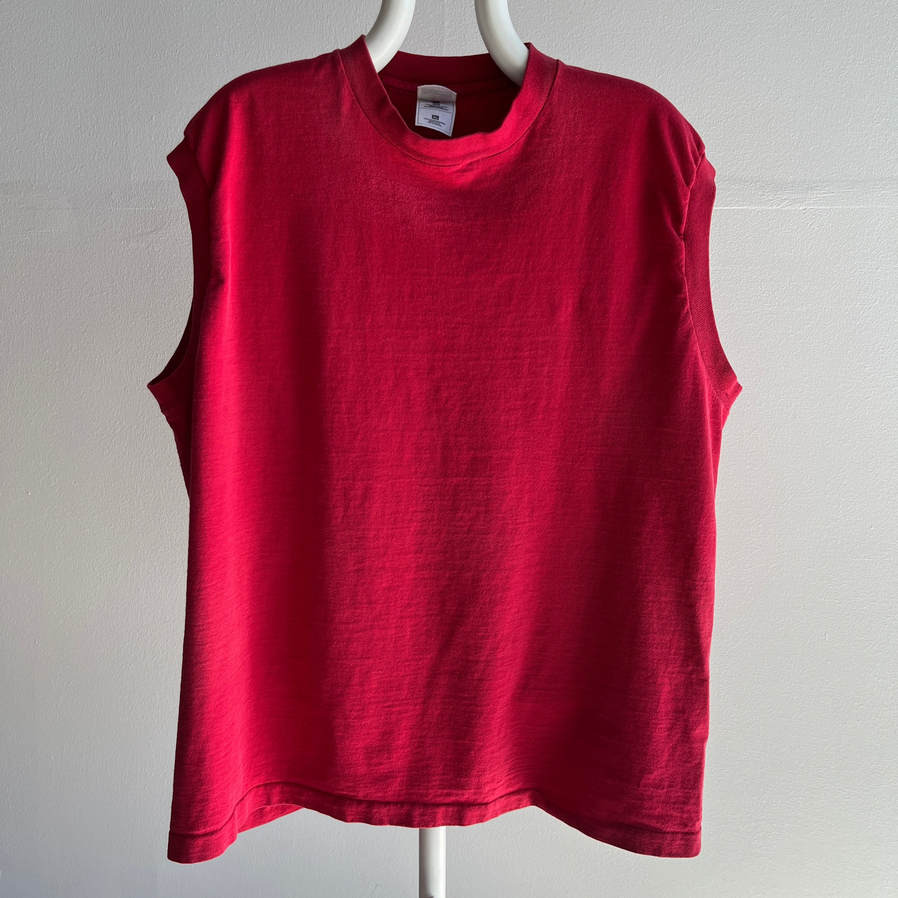 1990s Chateau Margaux Red Cotton Muscle Tank by FOTL