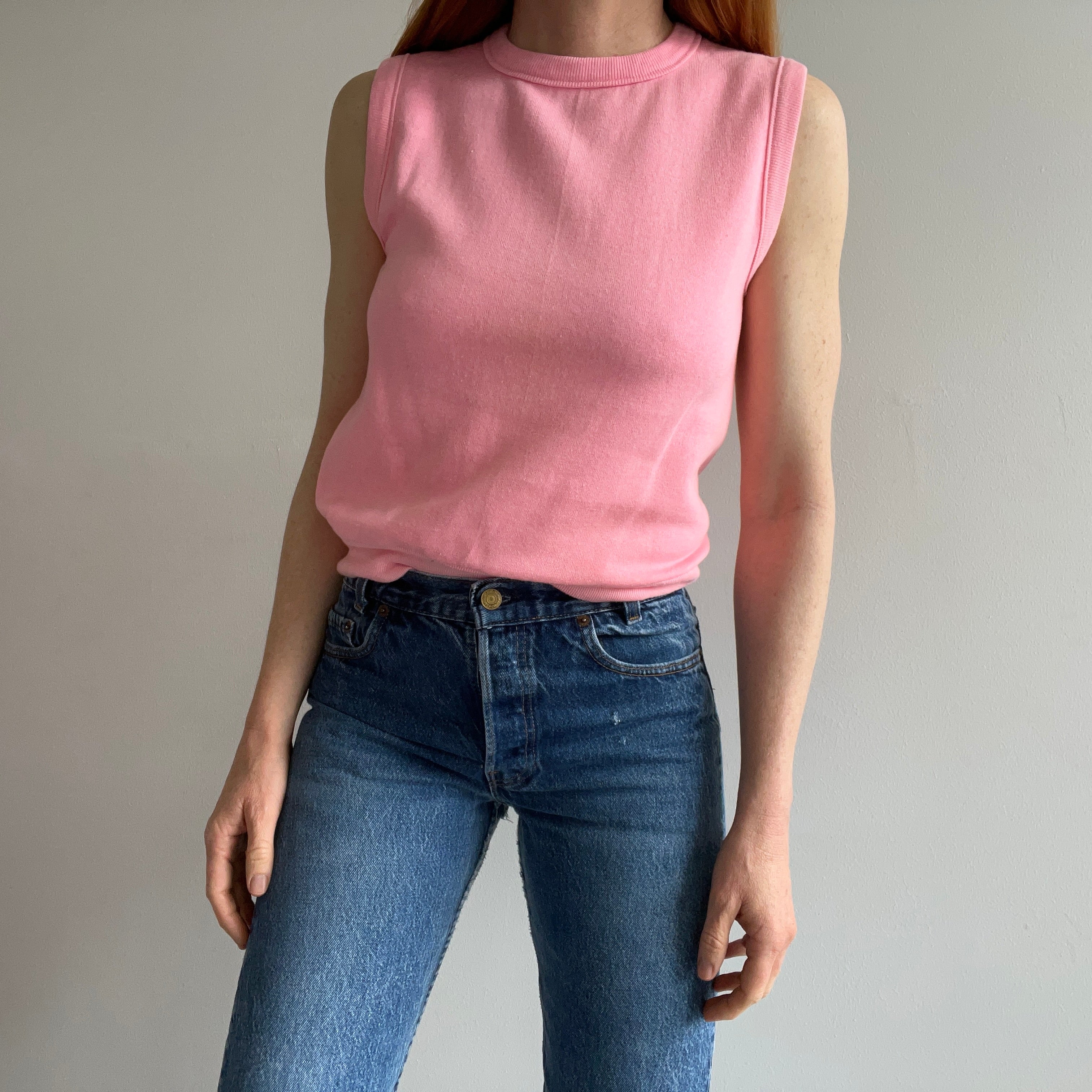 1980s Never WOrn Pale Pink Sweatshirt Vest - Swoon