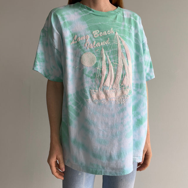 1980/90s Long Beach Island Tie Dye Cotton Tourist T-Shirt