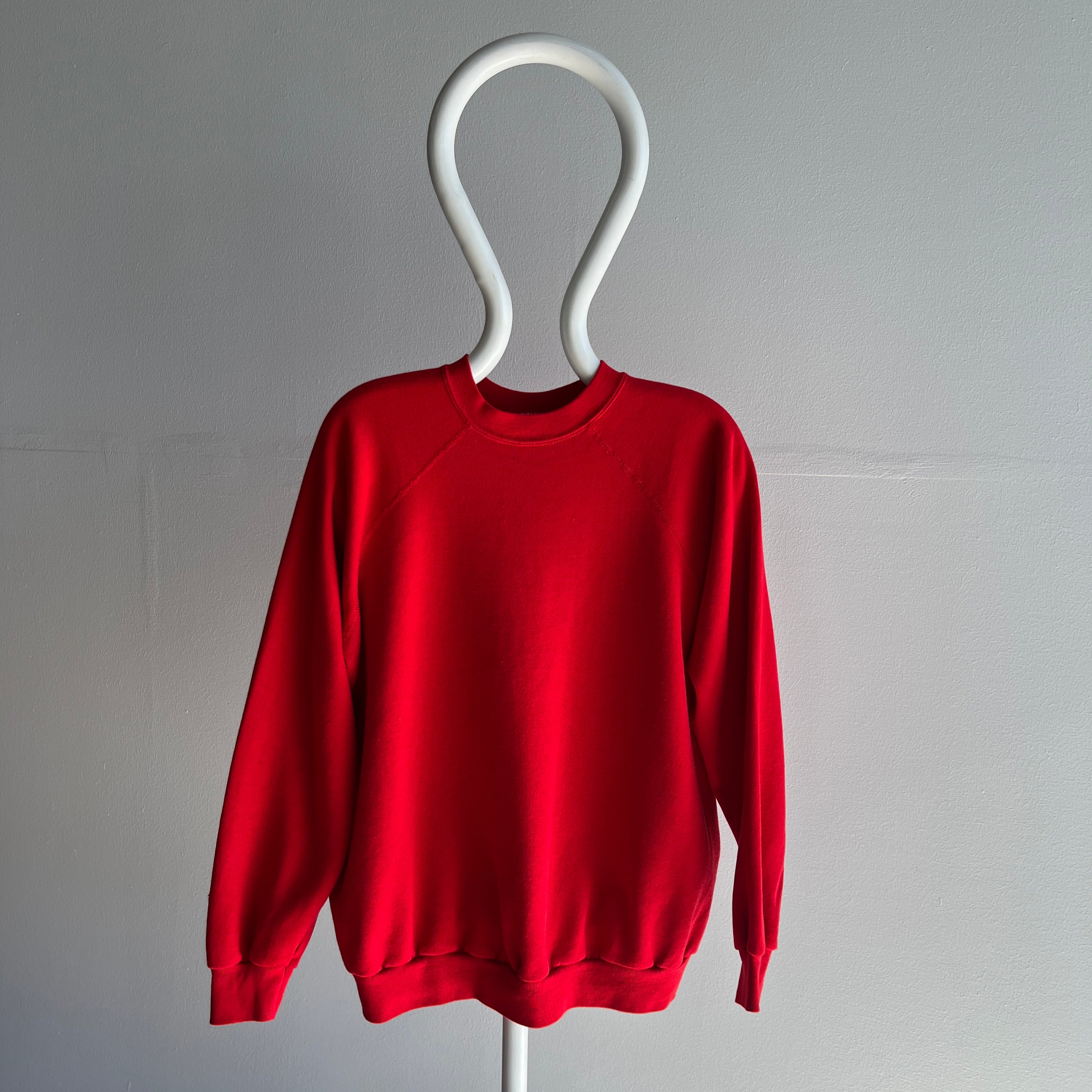 1980s Soft As A Baby's Blanket Super Bowl Red Blank Raglan by Ultra Fleece