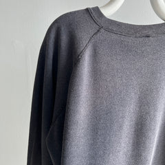 1980s Soft, Slouchy, Luxurious, Stained (but cool) Faded Black/Gray Sweatshirt