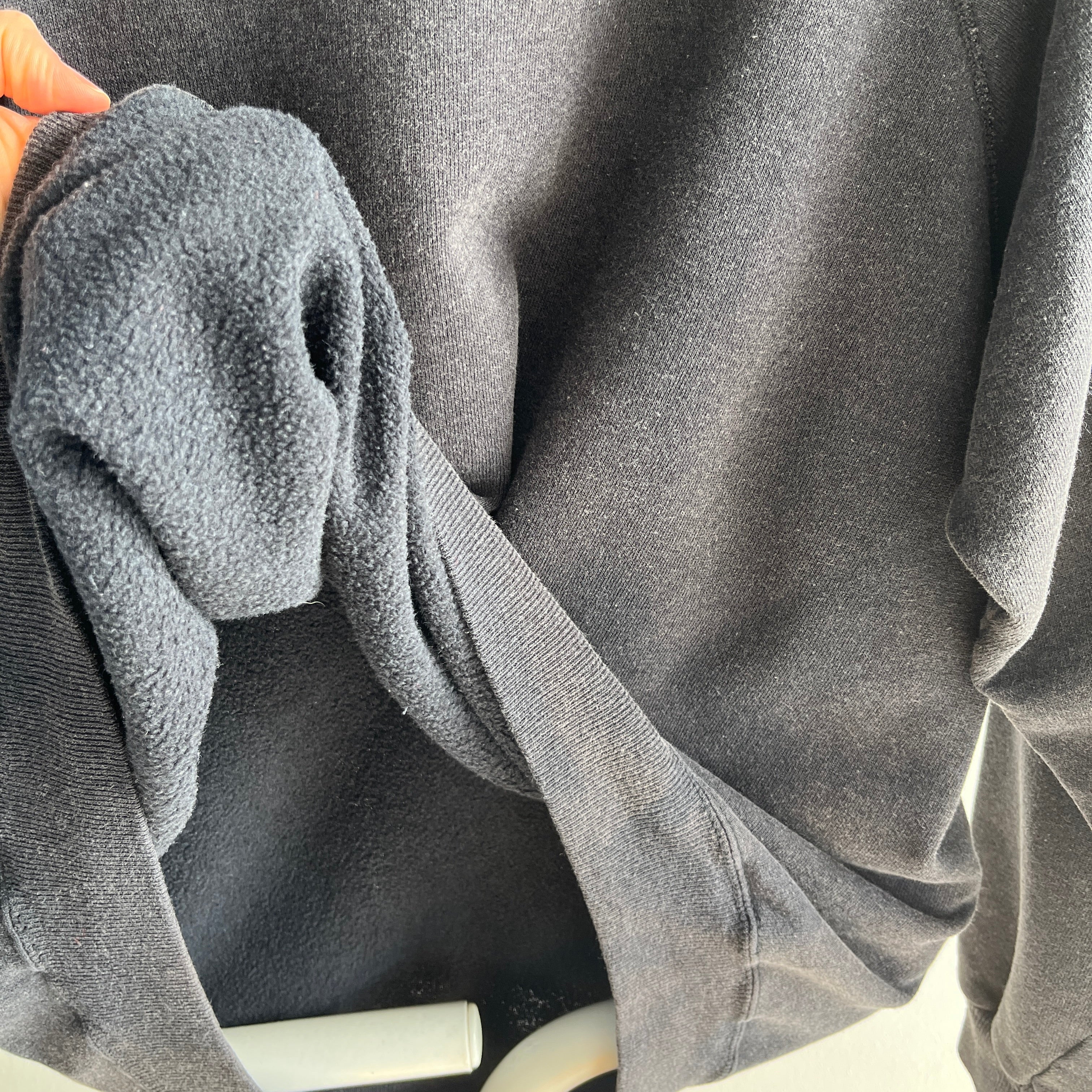 1980s Soft, Slouchy, Luxurious, Stained (but cool) Faded Black/Gray Sweatshirt