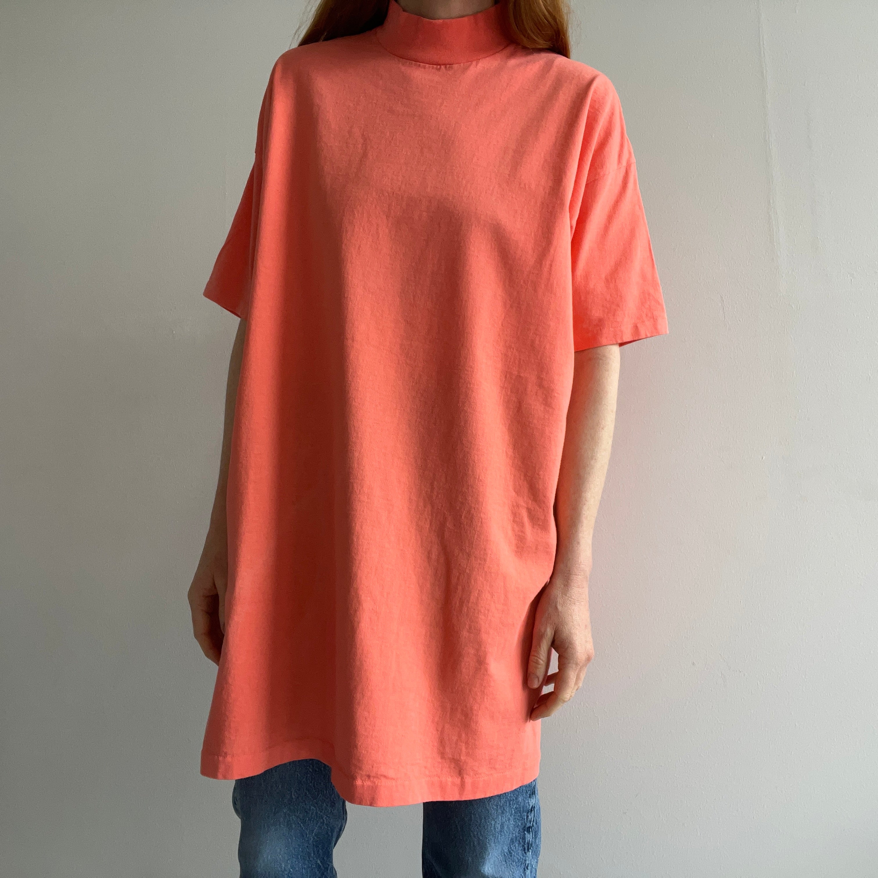 1980s !!!! Orange Cotton T-Shirt Dress by Signal - THIS