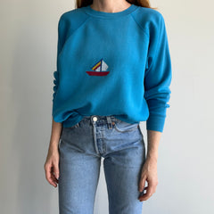 1980s DIY Needlepoint Sailboat Sweatshirt - Awwwwww