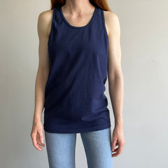 1980s Blank Navy Cotton Tank Top by FOTL