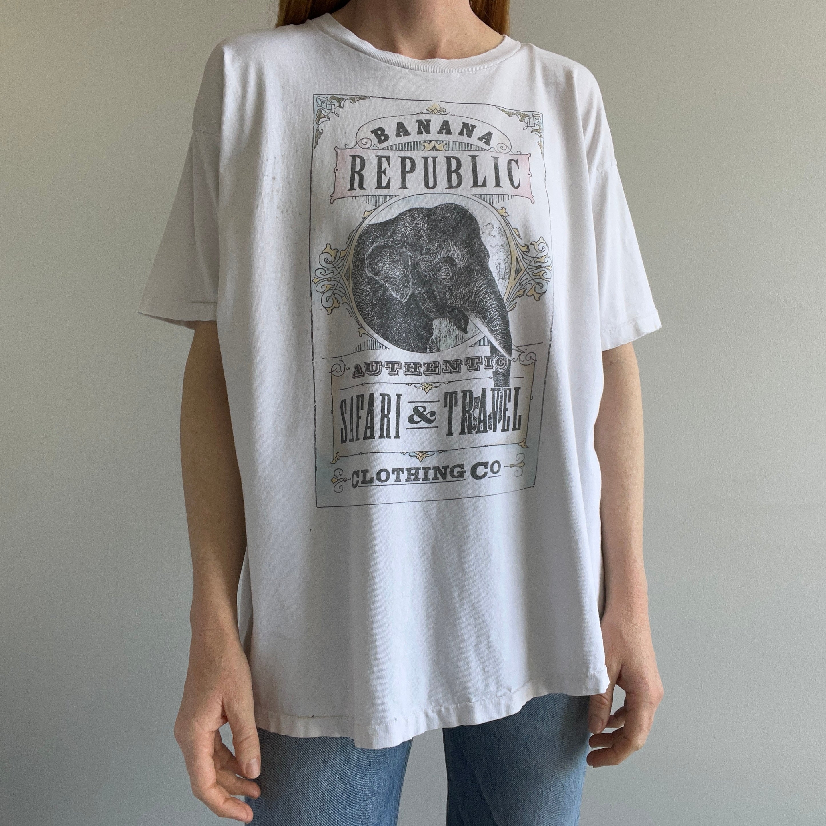 1982 or Earlier Banana Republic Safari and Travel Clothing Co - Tattered T-Shirt