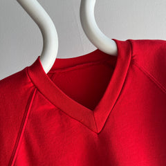 1980/90s Blank Red Red V-Neck Sweatshirt