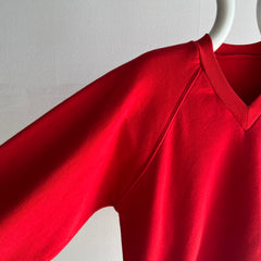 1980/90s Blank Red Red V-Neck Sweatshirt