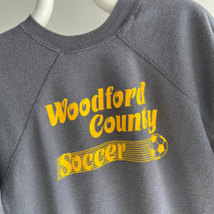 1980s Woodford County Soccer Smaller Faded Black Sweatshirt