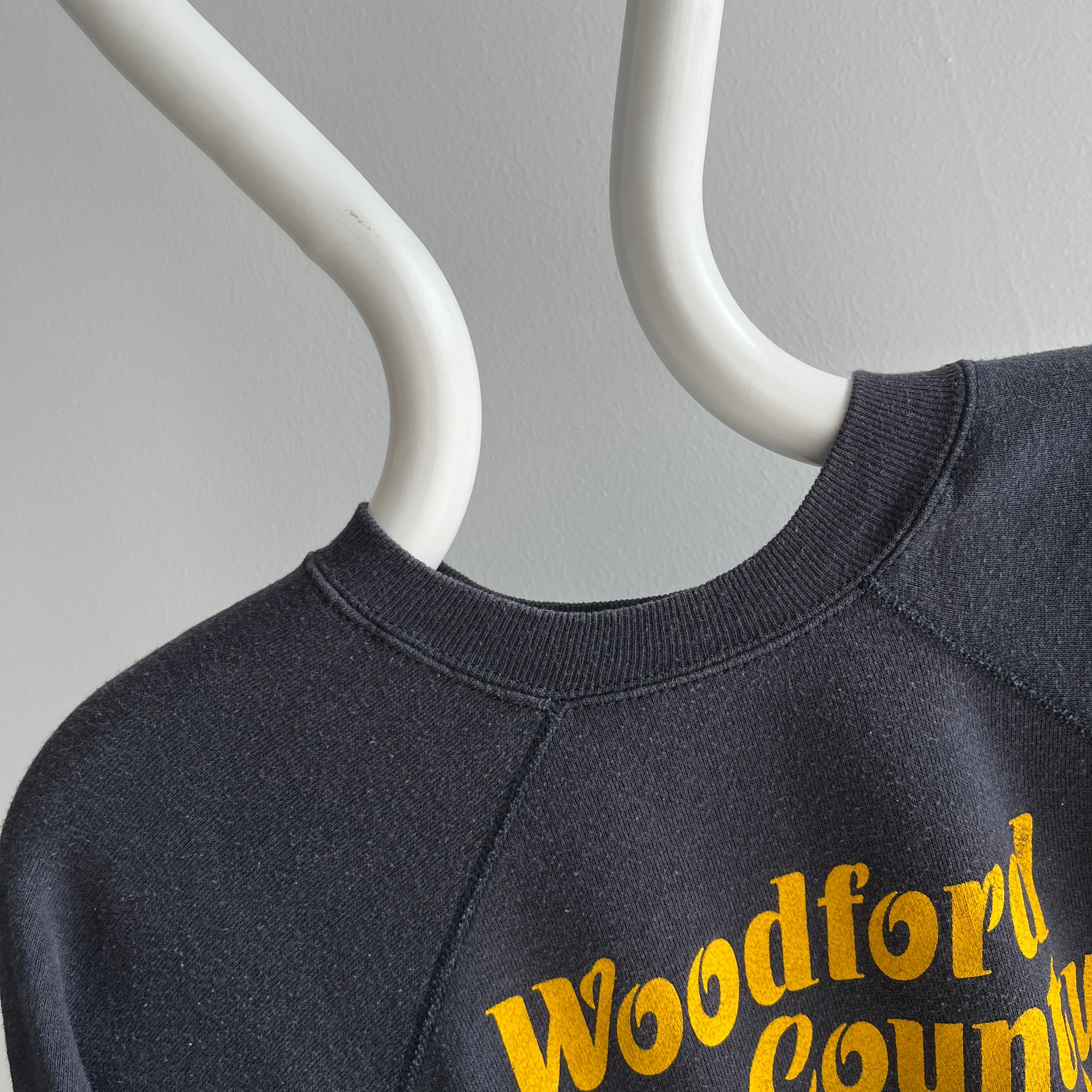 1980s Woodford County Soccer Smaller Faded Black Sweatshirt