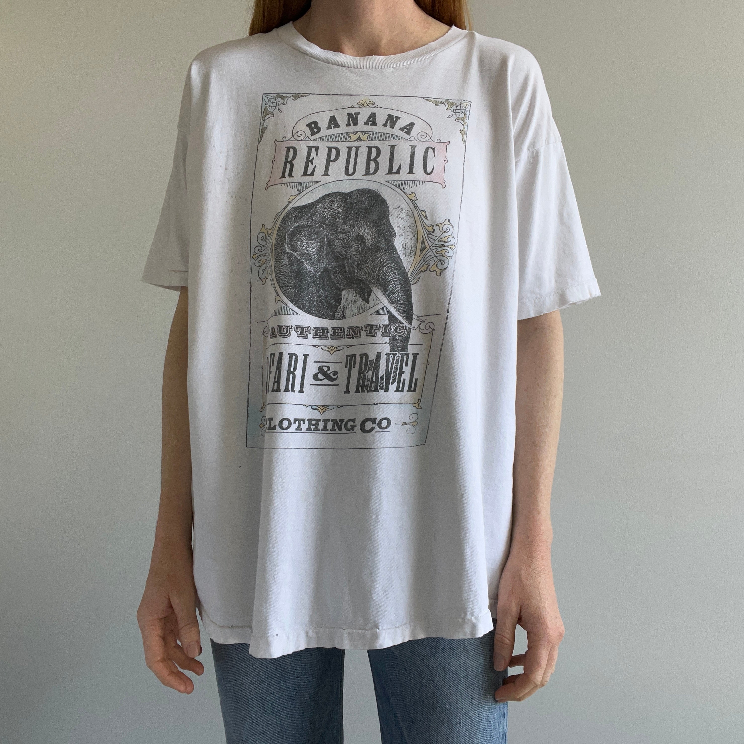 1982 or Earlier Banana Republic Safari and Travel Clothing Co - Tattered T-Shirt