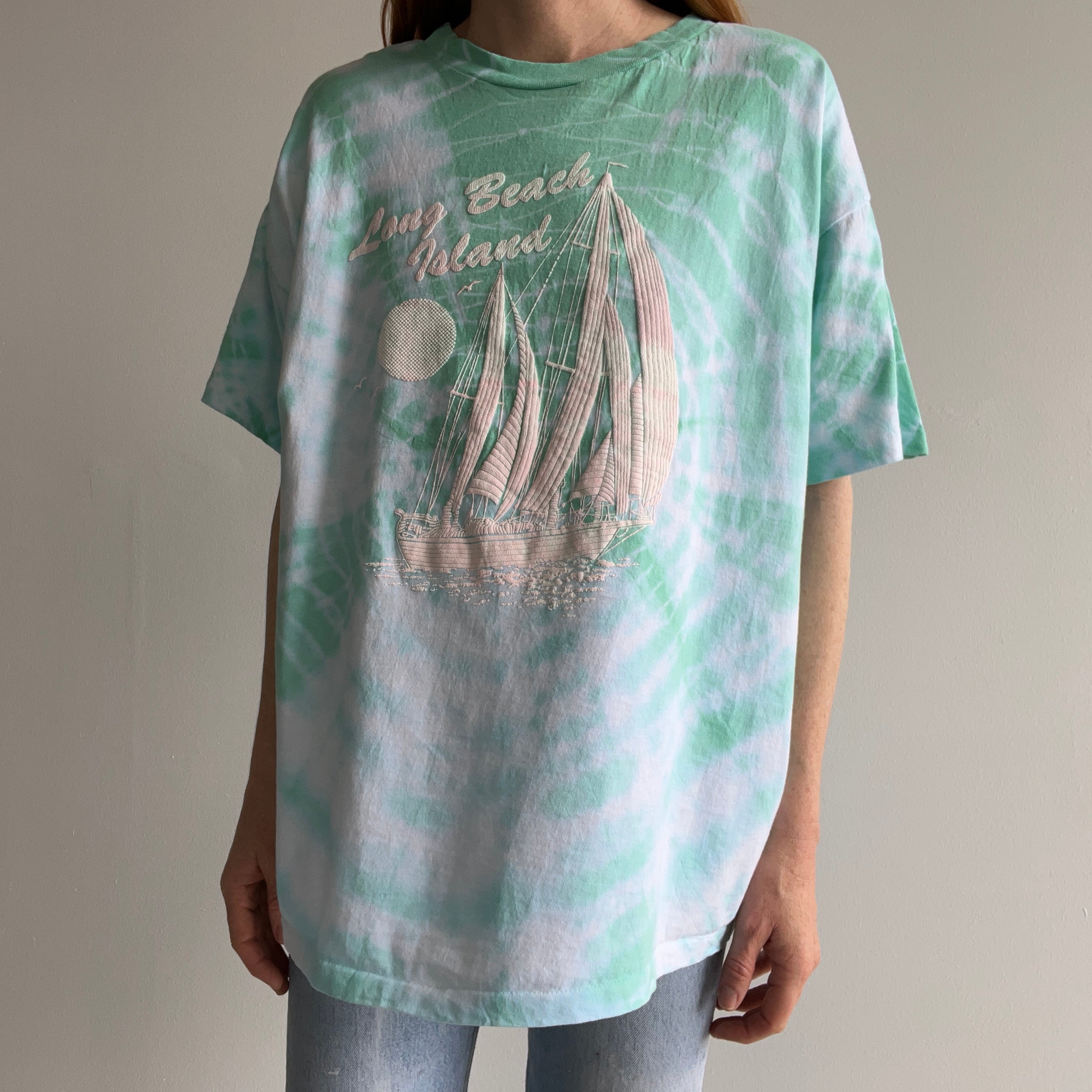 1980/90s Long Beach Island Tie Dye Cotton Tourist T-Shirt