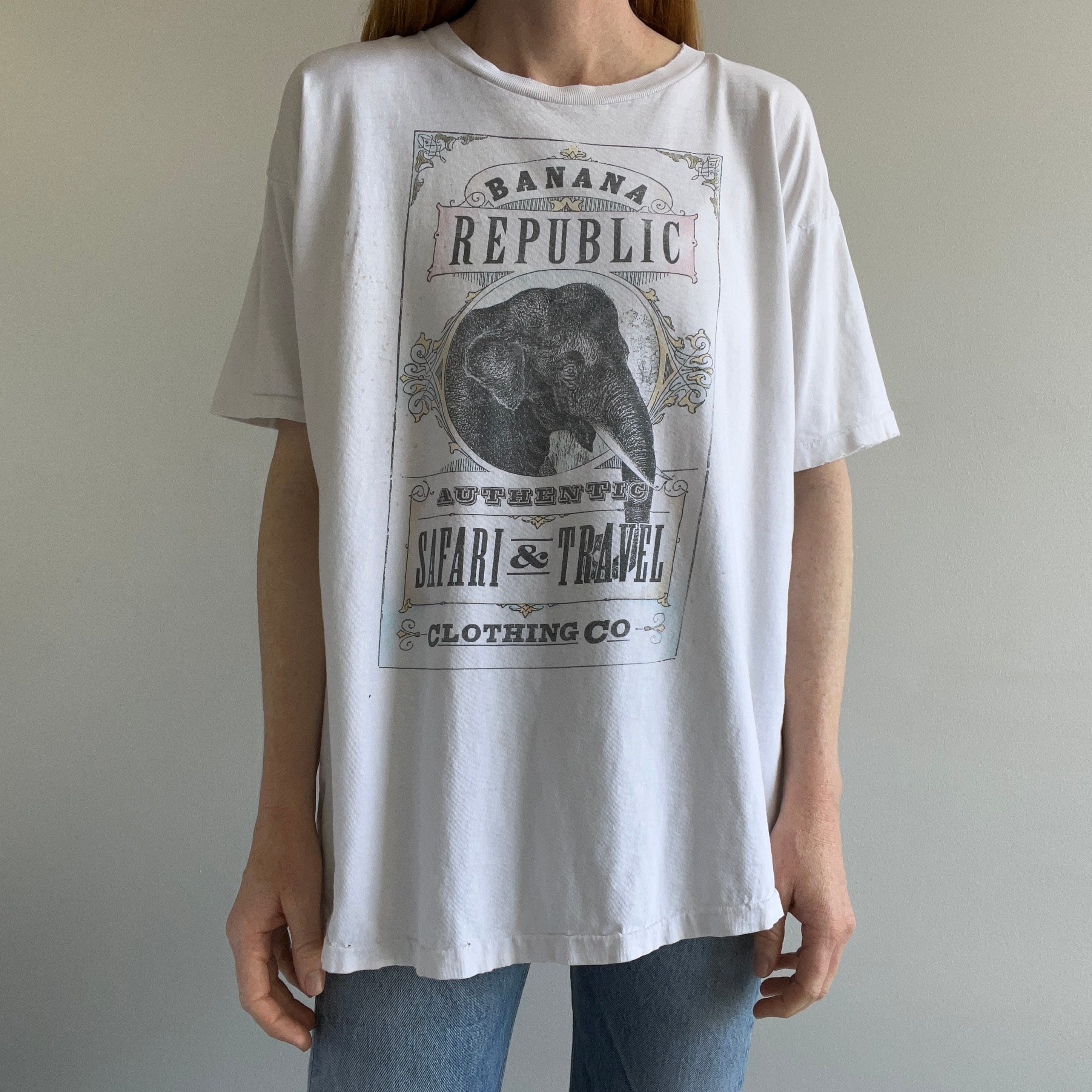 1982 or Earlier Banana Republic Safari and Travel Clothing Co - Tattered T-Shirt