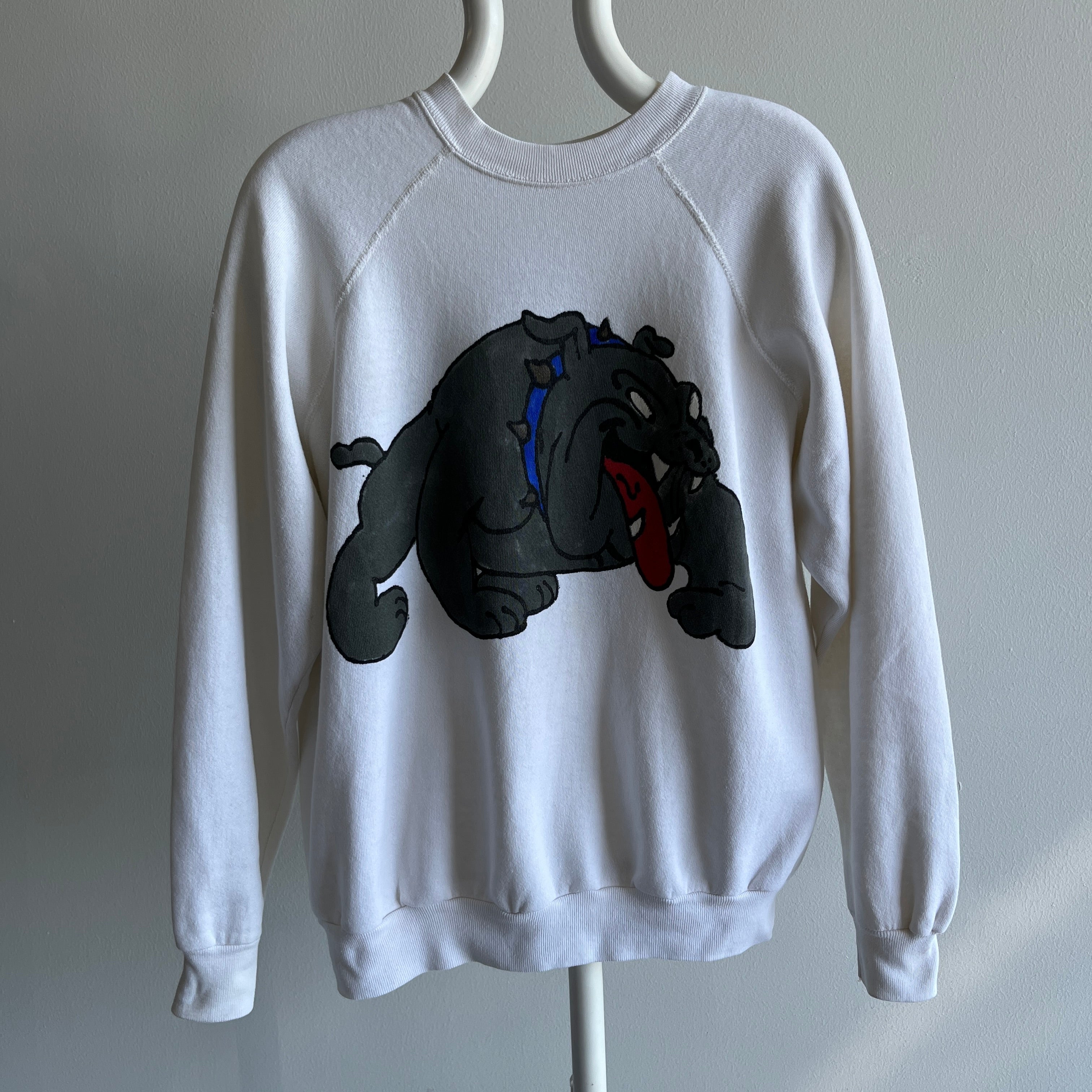 1980s Front and Back DIY Painted Bulldog Sweatshirt - !!!!!!