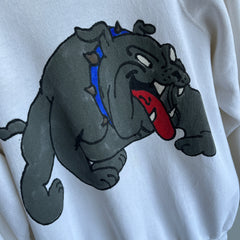 1980s Front and Back DIY Painted Bulldog Sweatshirt - !!!!!!