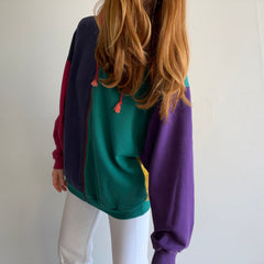 1980/90s Color Block Zip Up Hoodie - WOWZA