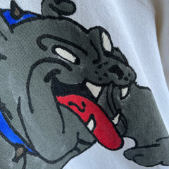 1980s Front and Back DIY Painted Bulldog Sweatshirt - !!!!!!