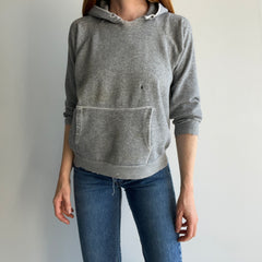 1970s Small Shredded and Stained Blank Gray Hoodie