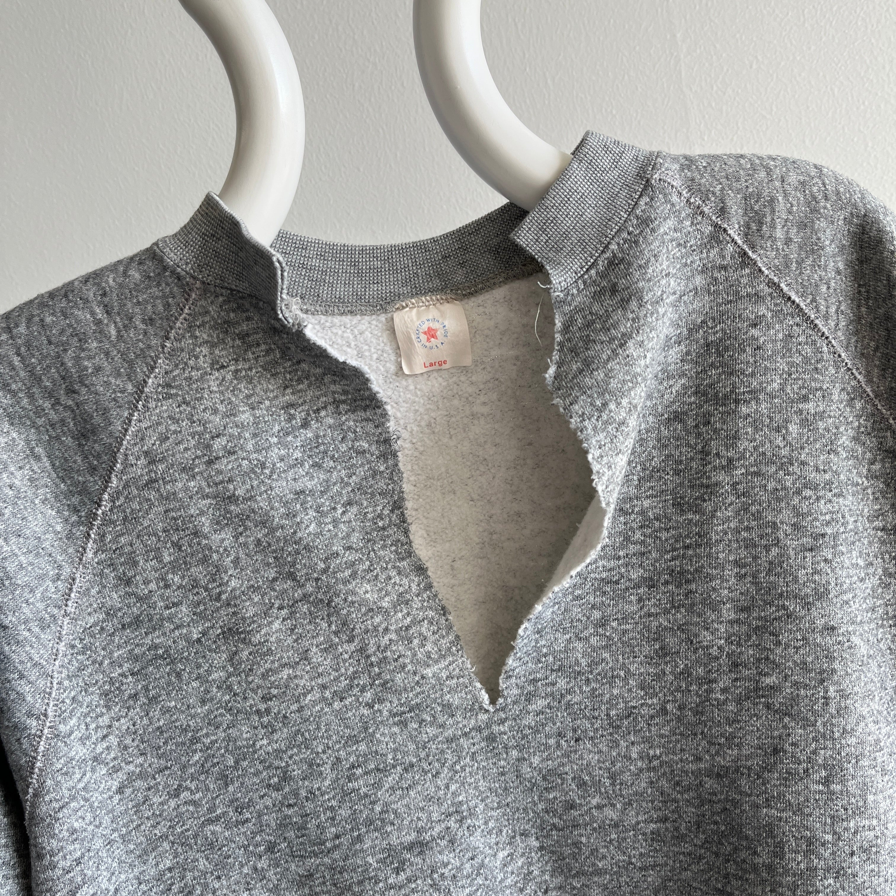 1980s Deep V DIY Gray Sweatshirt