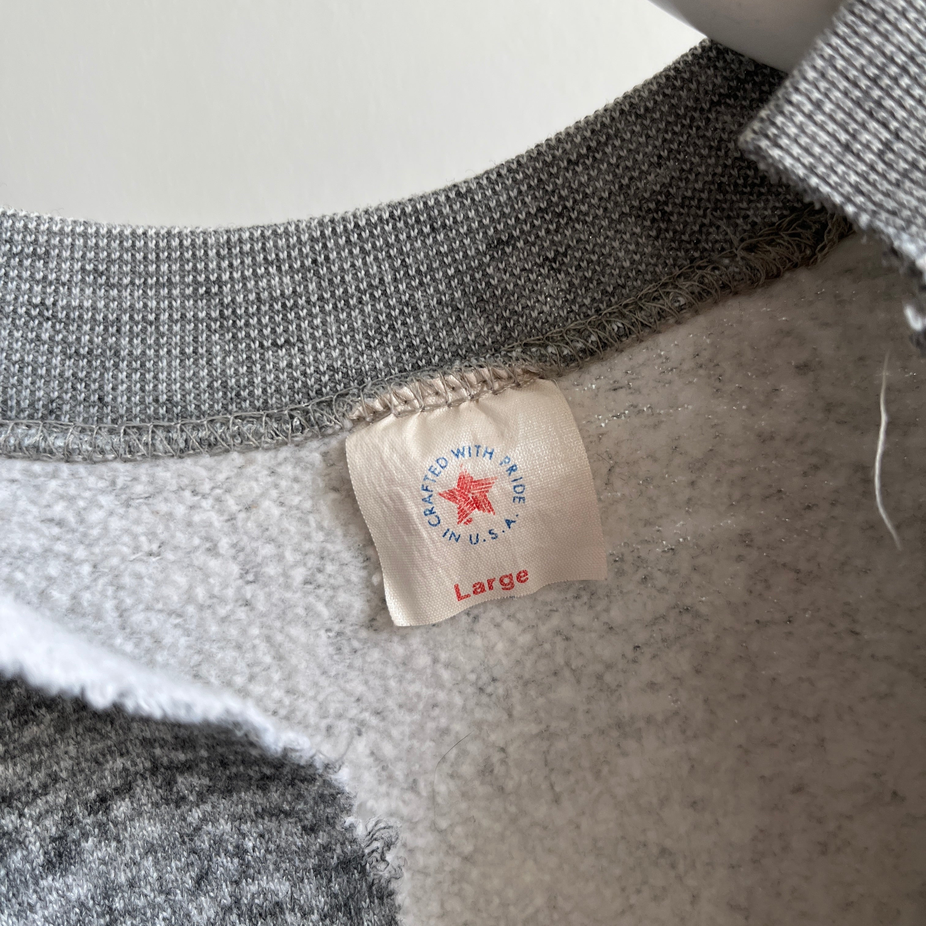 1980s Deep V DIY Gray Sweatshirt