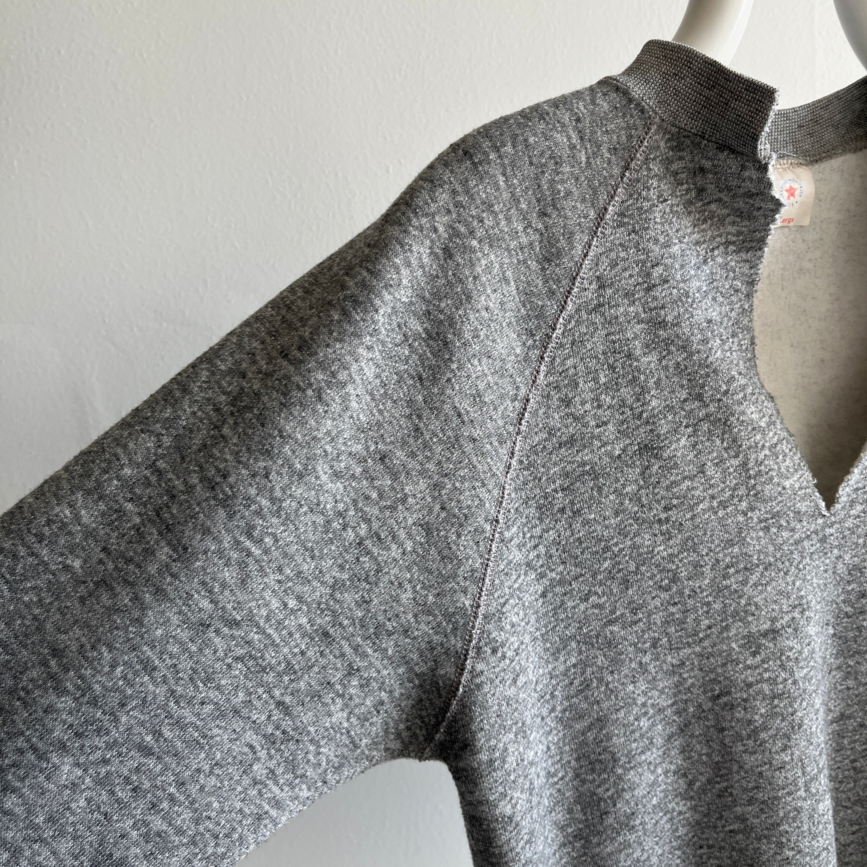 1980s Deep V DIY Gray Sweatshirt