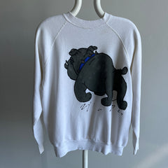 1980s Front and Back DIY Painted Bulldog Sweatshirt - !!!!!!