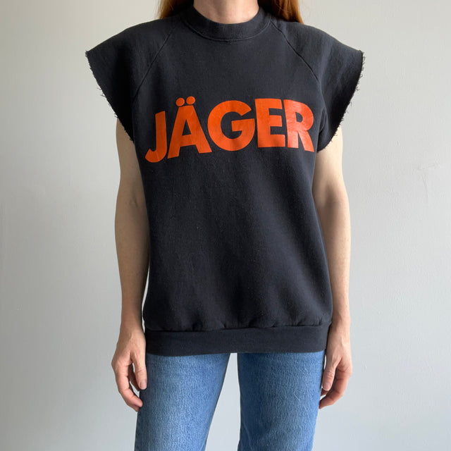 1980s Jager Staff Cut Sleeve Warm Up Sweatshirt