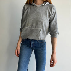 1970s Small Shredded and Stained Blank Gray Hoodie