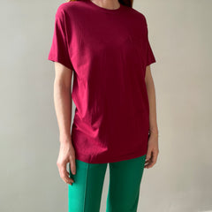 1980s Blank Burgundy Pocket T Shirt