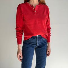 1970s Faded Red Cotton Henley