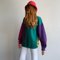 1980/90s Color Block Zip Up Hoodie - WOWZA