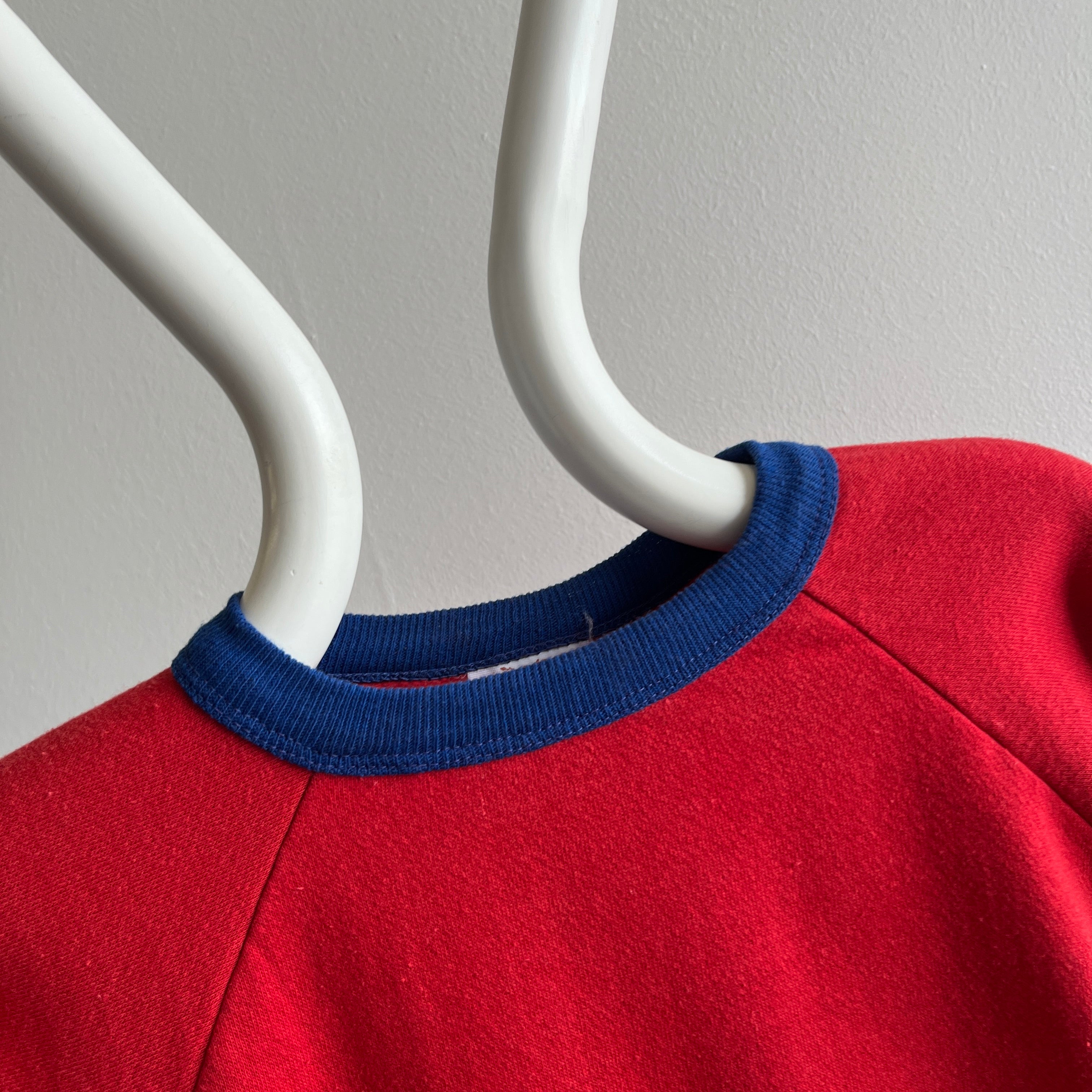 1970/80s Two Tone Smaller Red and Navy Sweatshirt