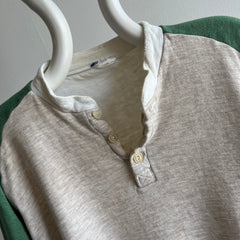 1970s Extremely Paint and Other Stained Worn Duofold Rad Henley Thermal