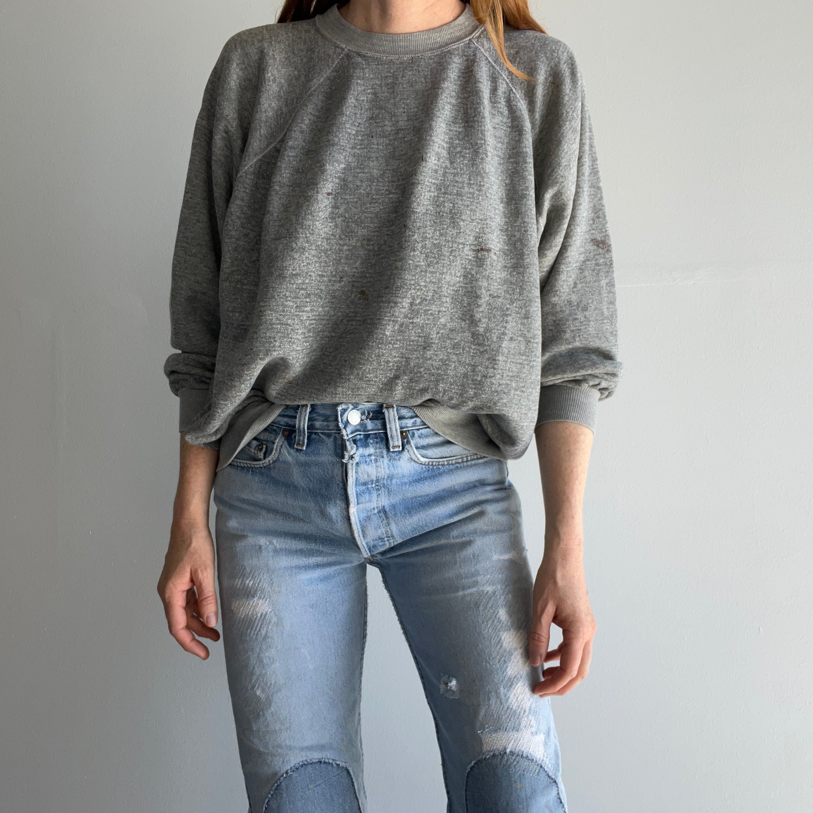 1970s SUper Cool Paint Stained, Soft and Slouchy Raglan - HOLY MOLEY