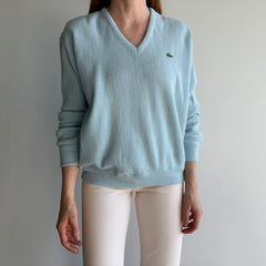 1980s Izod Lacoste Baby Blue V-Neck Sweater