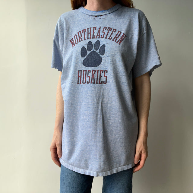 1980/90 Epically Thrashed Beyond Northeastern Huskies Champion Brand T-Shirt - USA Made