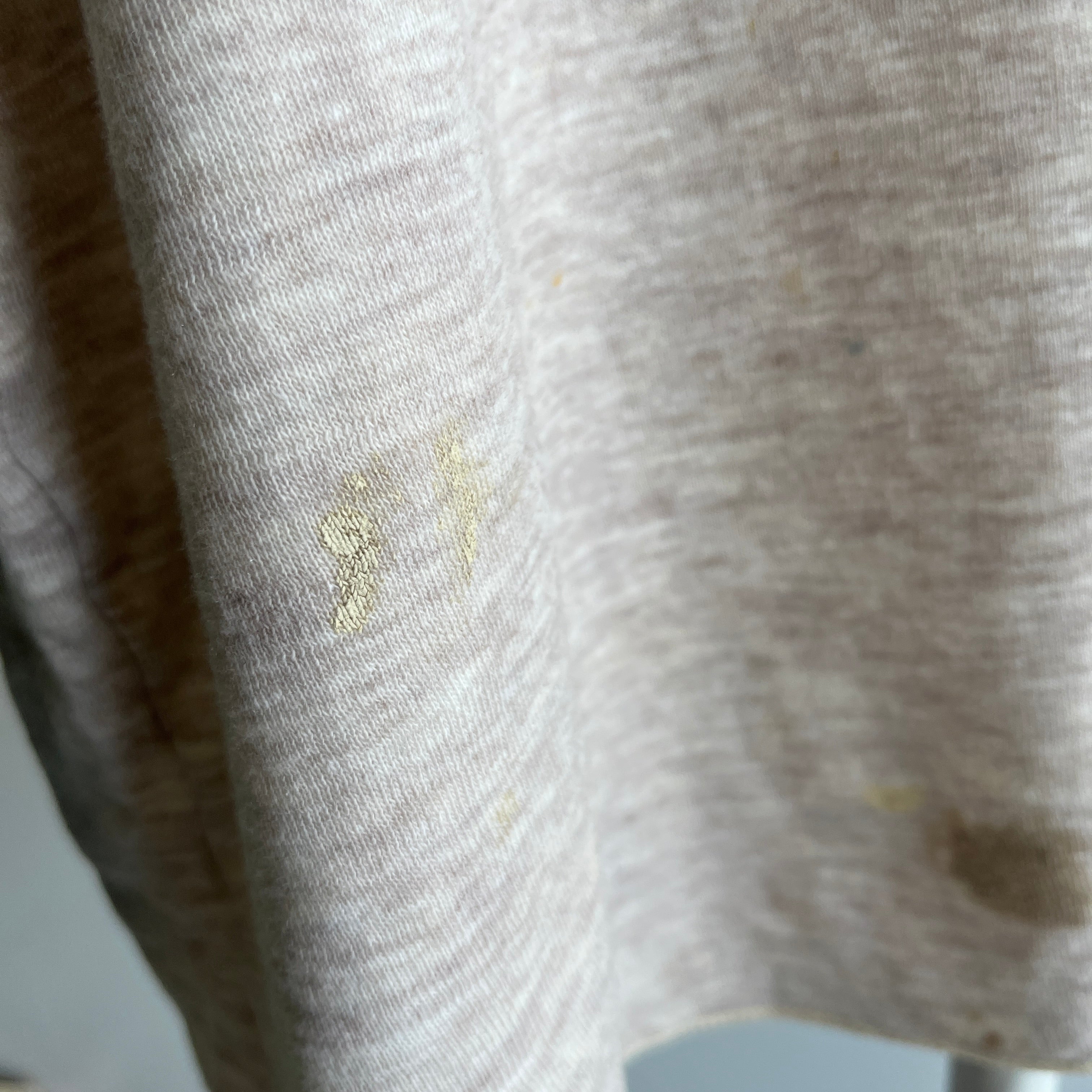 1970s Extremely Paint and Other Stained Worn Duofold Rad Henley Thermal