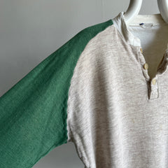 1970s Extremely Paint and Other Stained Worn Duofold Rad Henley Thermal