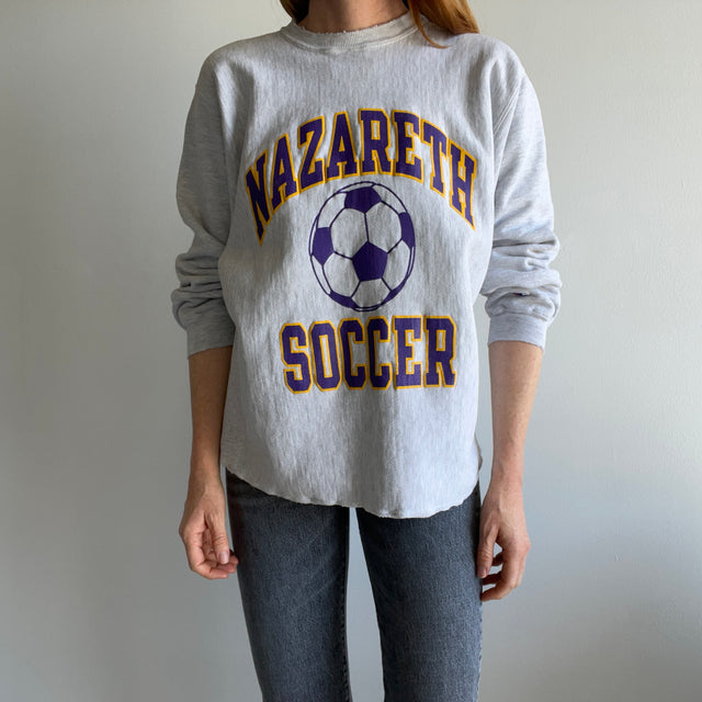 1980s DIY Crop Reverse Weave Nazareth Soccer Champion Brand Sweatshirt