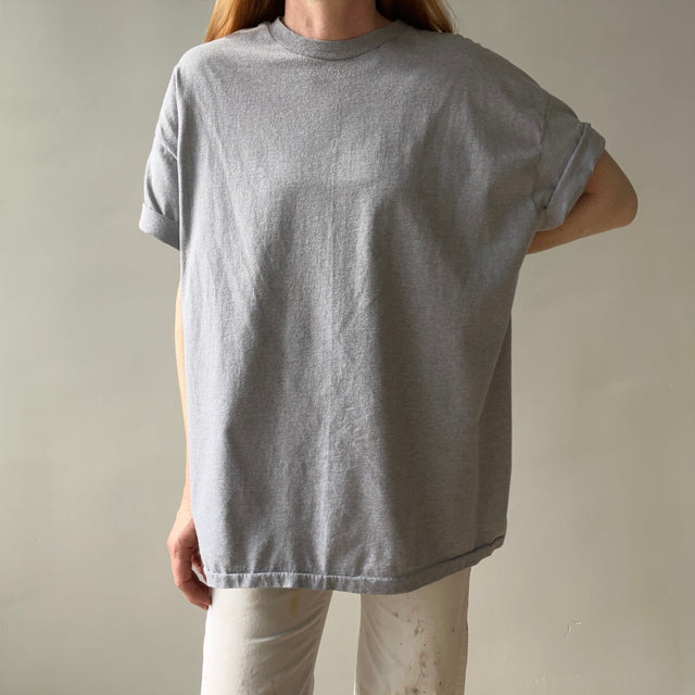 1980/90s Blank Gray Mostly Cotton T-Shirt - USA Made