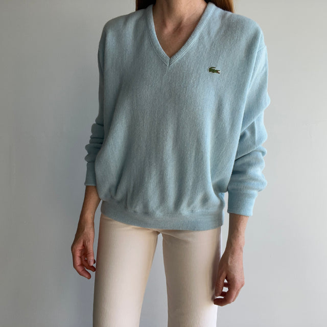 1980s Izod Lacoste Baby Blue V-Neck Sweater