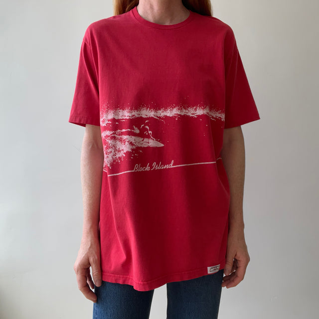 1980s Black Island Wrap Around Perfectly Worn Surf T-Shirt By Crazy Shirt !!!